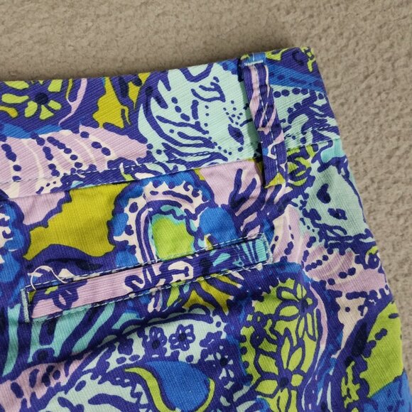 Lilly Pulitzer Callahan Short Women's 00 Chino Mini Floral Paisley Beach Purple - Picture 7 of 13